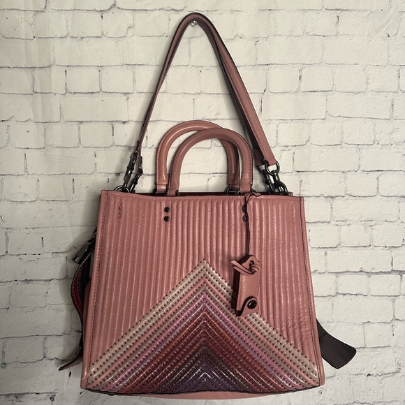 Coach 1941 Rouge 31 Bag Colorblock Quilting &  Rivets in Dusty Rose Multi - Picture 1 of 9